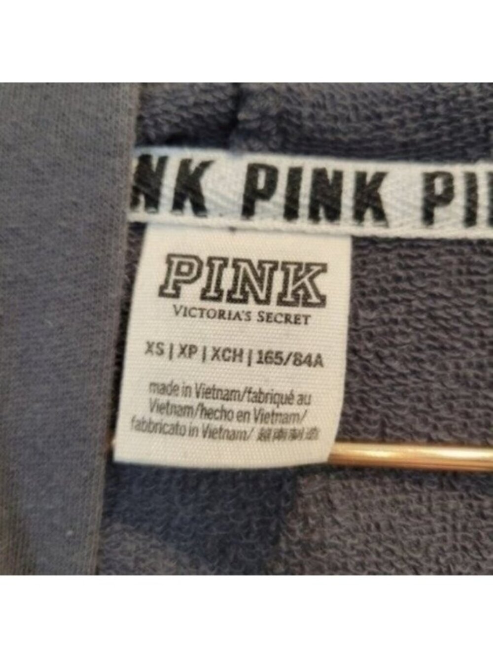 Victoria's Secret PINK | Lace up Sleeve Cropped Hoodie Sweatshirt Gray - Picture 6 of 7